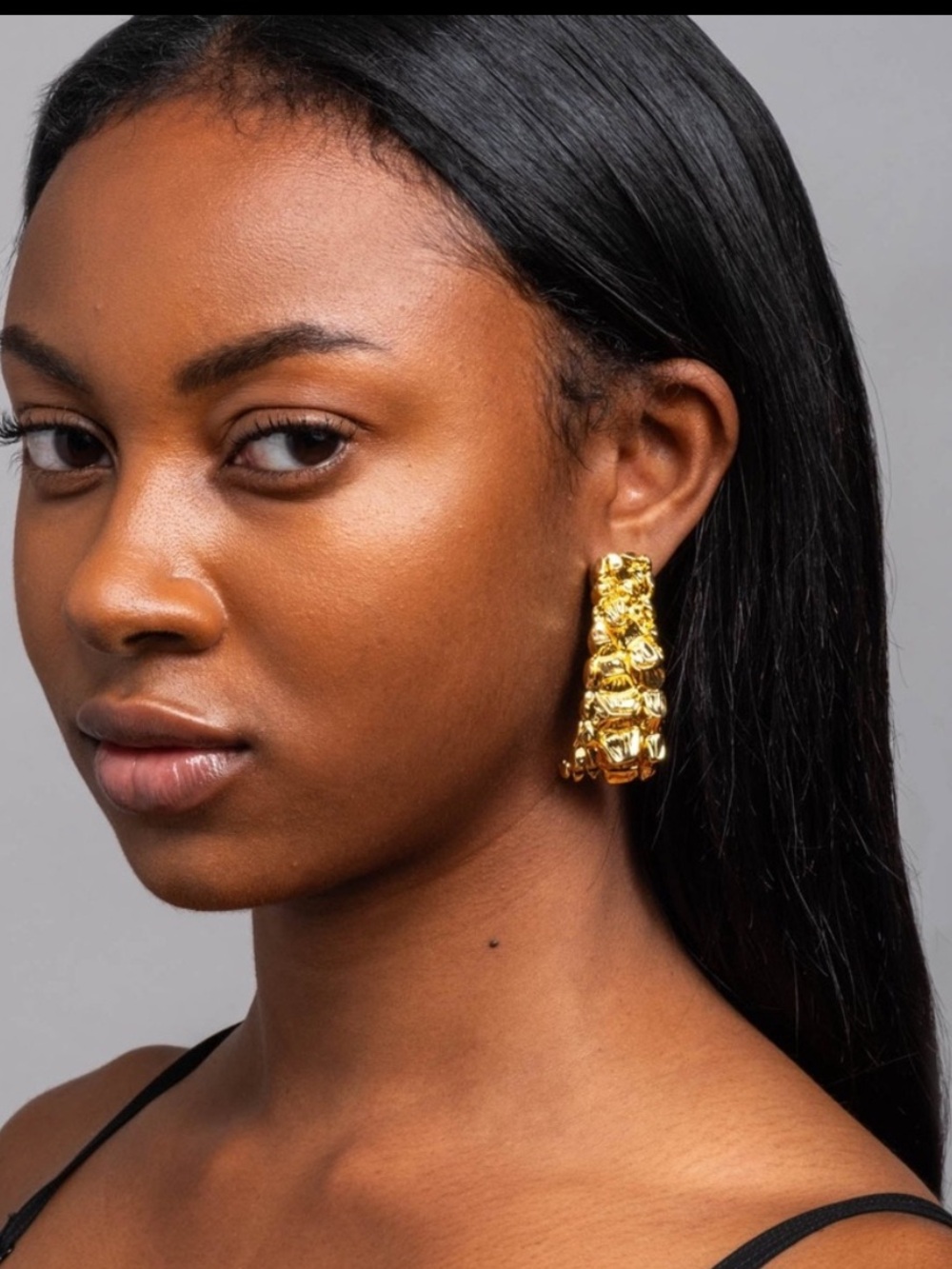 ALEXIS BITTAR • Brut Gold Croco Hoop Earrings
